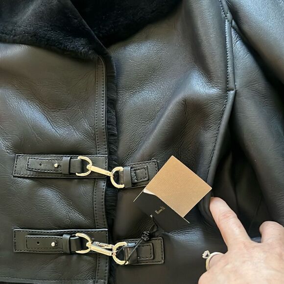 NWT Massimo Dutti | Leather mouton jacket with furskin detail - Picture 10 of 14
